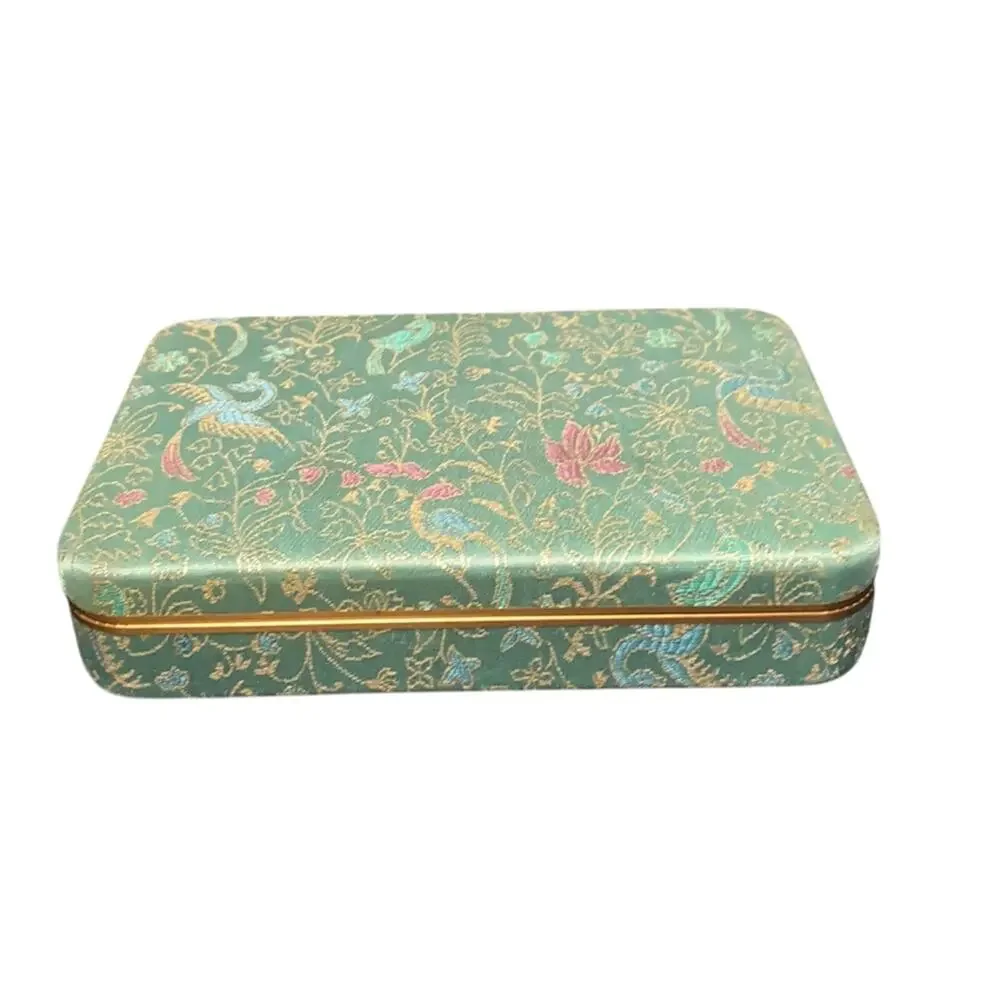 Vintage sea foam gold accents jewelry box oriental Asian travel trinket box